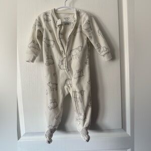 Carter's Cream Animal Print Footed One Piece